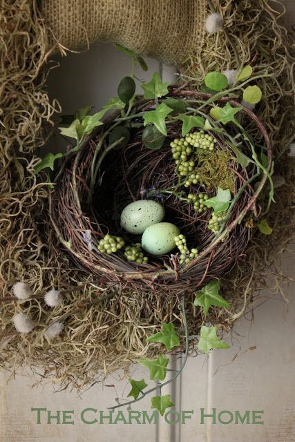 DIY Birds Nest Spring Craft Bird Nest Craft, Dekoratívne Vence, Birds Nests, Bird Nests, Spring Equinox, Spring Decorating, Spring Wreaths, Deco Floral, Spring Easter Decor