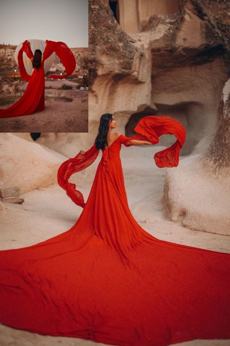 Red Flying Dress | Long Flowy Dress | Flying Dress Santorini | Flowing Dress Long Dress Photoshoot, Flowy Long Dress, Vacation Photoshoot, Dress For Photoshoot, Flying Dress, Long Flowy Dress, Flowy Dress Long, Dress Photoshoot, Red Chiffon