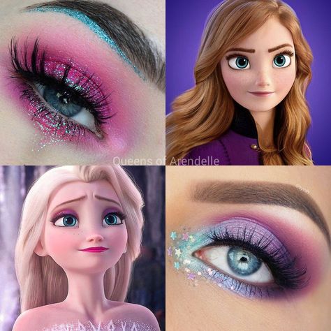 Frozen Characters Costumes, Elsa Makeup For Kids, Frozen Makeup Look, Anna Frozen Makeup, Anna Makeup, Cinderella Makeup, Elsa Makeup, Disney Eye Makeup, Frozen Makeup