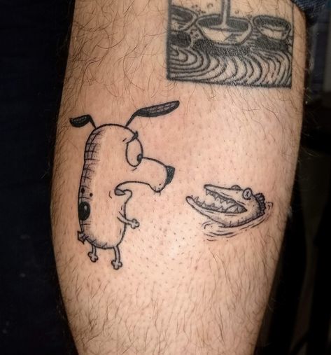 Courage The Cowardly Dog Tattoo, Baking Tattoo, Nouveau Aesthetic, Courage The Cowardly Dog, Cowardly Dog, Spooky Tattoos, Baby Tattoos, Dog Tattoo, Art Characters