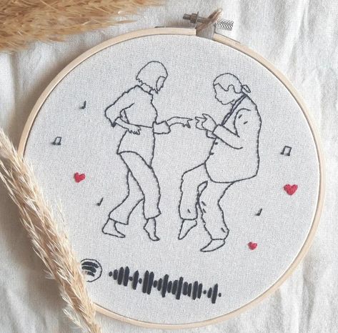 Two People Dancing, Couple Line Art, Dancing Couple, People Dancing, Art Embroidery, Couple Dancing, Hand Embroidery Designs, Embroidery Patterns, Hand Embroidery