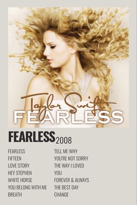 Album cover • Minimal design • 2008 • Album poster • Taylor Swift • Taylor Swift Fearless Album, Taylor Swift Discography, Fearless Album, Colbie Caillat, Music Poster Ideas, Taylor Swift Fearless, Taylor Swift Music, Film Posters Vintage, Currently Reading