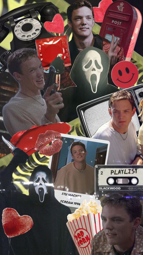 #myfirstshuffle #stumacher #scream #matthewlillard #scream1996 #stu #macher #ghostface #ghostfacestumacher Stu Macher, Matthew Lillard, Stranger Things Print, Scream 3, Pretty Wallpaper Ipad, Movie Collage, Ghostface Scream, Scary Movie Characters, Dream Anime