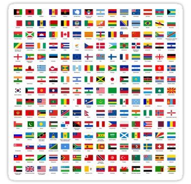 World flags Sticker World Flags With Names, All World Flags, All Country Flags, World Country Flags, European Flags, Flat World, Flags With Names, Countries And Flags, International Flags