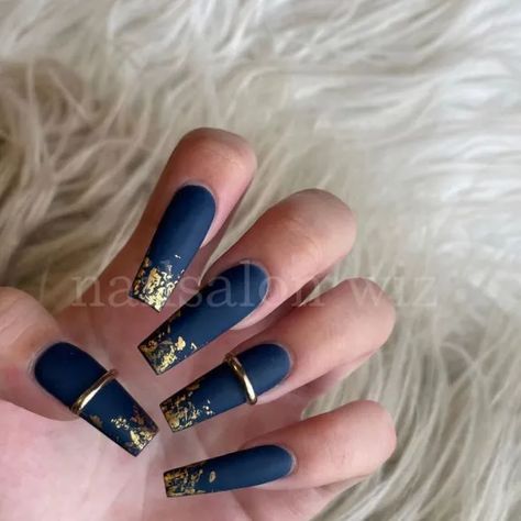 Nail Colors Matte, Navy Blue Acrylic Nails, Best Fall Nail Colors, Colors For Nails, Blue Matte Nails, Nails Round, Color For Nails, Blue Acrylic Nails, Fall Nail Colors