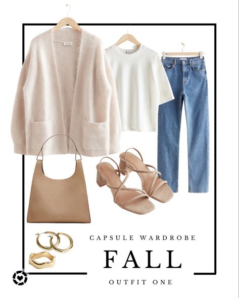 Transitional Early Fall Outfit idea. Summer to Fall. Strap Heels. Tote. Gold accessories. Capsule wardrobe ideas. Accessories Capsule, Capsule Wardrobe Ideas, Summer To Fall, Fall Capsule Wardrobe, Early Fall Outfit, Wardrobe Ideas, Early Fall, Gold Accessories, Cut Jeans