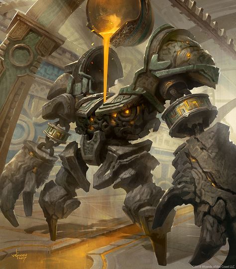 ArtStation - Golem-Token, Svetlin Velinov Mtg Art, Dnd Monsters, 다크 판타지, Monster Concept Art, Fantasy Monster, Robot Concept Art, Monster Design, Creature Concept Art, Arte Fantasy