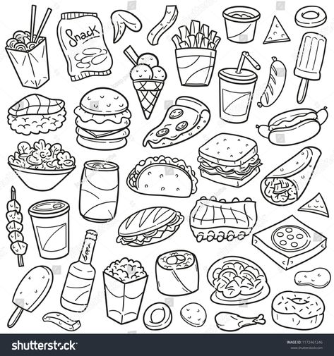 Fast Food Restaurant Traditional Doodle Icons Sketch Hand Made Design Vector #Ad , #ad, #Traditional#Doodle#Restaurant#Fast Doodle Icons, Doodle Wall, Dibujo Simple, Food Doodles, Food Sketch, Spooky Tattoos, Doodle Icon, Food Restaurant, Fast Food Restaurant