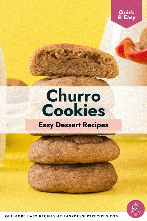 Churros Cookies Recipe Easy, Sweet And Spicy Cookies, Churro Cookies Easy, Churro Chocolate Chip Cookies, Cinnamon Churro Cookies, Churros Cookies Recipe, Churro Cookies Recipes, Churro Cookie Recipe, Brown Sugar Cinnamon Cookies