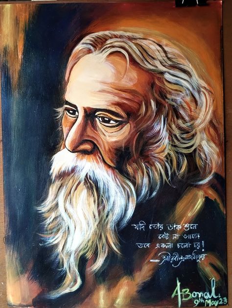 Acrylic portrait of kaviguru Rabindranath Tagore Paintings, Rabindranath Tagore Drawing, Tagore Paintings, Rabindra Jayanti, Acrylic Portrait, Rabindranath Tagore, 3d Art Drawing, Paintings Acrylic, Inspiration Painting