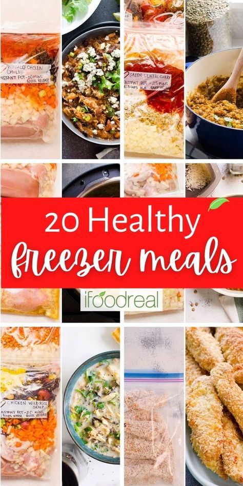 Meal prep 5, 10, 15 or 20 Healthy Freezer Meals with a grocery list and how-to video. It takes 2 hours, most recipes need no pre-cooking, and after you just cook your healthy frozen dinner in Instant Pot or slow cooker. Healthy Premade Meals, Easy Healthy Freezer Meals, Pregnancy Freezer Meals, Meals Instant Pot, Instant Pot Freezer Meals, Instant Pot Freezer, Frozen Dinner, Freezer Meal Planning, Freezable Meals