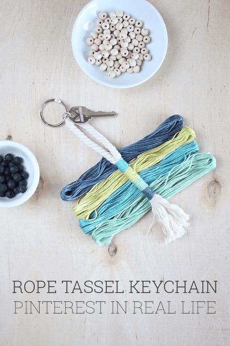 Beaded Rope Keychain, Tassel Keychain Diy, Rope Keychain, Rope Tassel, Rope Crafts Diy, Diy Tassel, Rope Crafts, Shrimp Salad, Tassel Keychain