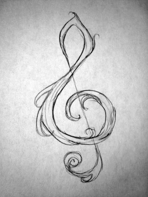 Music note Step Design, Flowers Growing, Beautiful Tattoo, Treble Clef, Doodle Designs, Hand Tattoo, Chiaroscuro, Drawing Tutorials, A Pencil