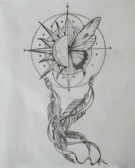 Dream Catcher Compass Tattoo, 3rd Eye Tattoo, Solo Tattoo, Atrapasueños Tattoo, Small Compass Tattoo, Short Quote Tattoos, Dream Catcher Tattoo Design, Tattoo Coloring Book, Mystical Tattoos