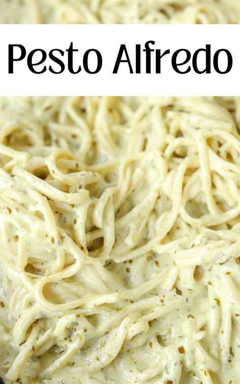 pesto Alfredo sauce with thin spaghetti Pesto Fettucini Alfredo, Alfredo Pasta Recipes With Jar Sauce, Pesto Alfredo Sauce Recipe, Alfredo Pesto Pasta, Pesto Alfredo Pasta, Pesto Alfredo Sauce, Gourmet Pasta Dishes, Pesto Alfredo, Fettuccini Noodles