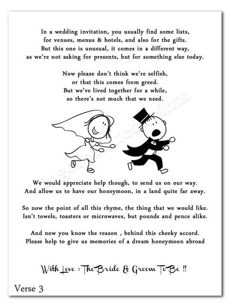 55 Awesome Funny Poems About Money- funny poems are nothing less than creative comedy. This is why many people agree to that poets who write funny poetry are the most creative poets.							 Funny cash requestWedding Cash Money Voucher Request Poems For Invites Cheap Poem About Money20 Shel Silverstein s Most Weird & Wonderful PoemsThe sole wish of funny poems is to create the reader giggle and whether or not the poet accomplishes this will determine whether the poem will be perceived as good Money Dance Wedding, Wedding Gift Poem, Money Poem, Wedding Cash Gift, Wedding Quotes Funny, Home Poem, Wedding Gift Money, Funny Poems, Friend Poems