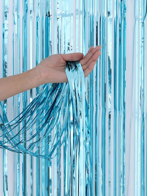 Tinsel Curtain, Glitter Curtains, Birthday Party Essentials, Blue Party Decorations, Party Backdrops, Fringe Backdrops, Curtain Fringe, Blue Birthday, Baby Shower Favor