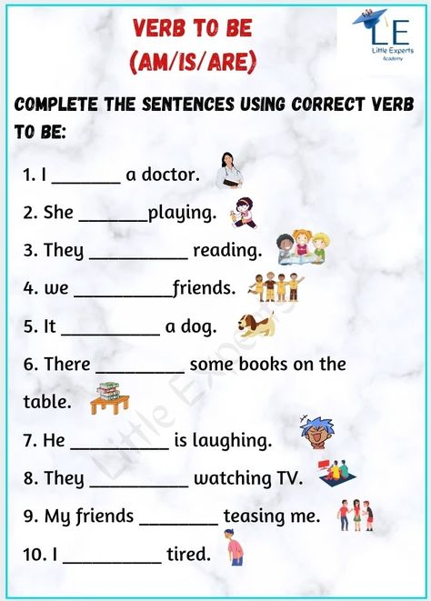 Kg2 English Worksheets, Is Are Worksheet, English Conversation Worksheets, English Conversation For Kids, Basic English Grammar Book, Verb To Be, Kids Worksheet, English Grammar Exercises, English Grammar For Kids