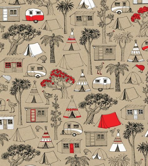 New Zealand Christmas camping gift wrap sheet by Wolfkamp & Stone Nz Christmas, New Zealand Christmas, Christmas Service, Maori Art, Christmas Inspo, Mural Design, Summer Patterns, Camping Gifts, Christmas Gift Wrapping