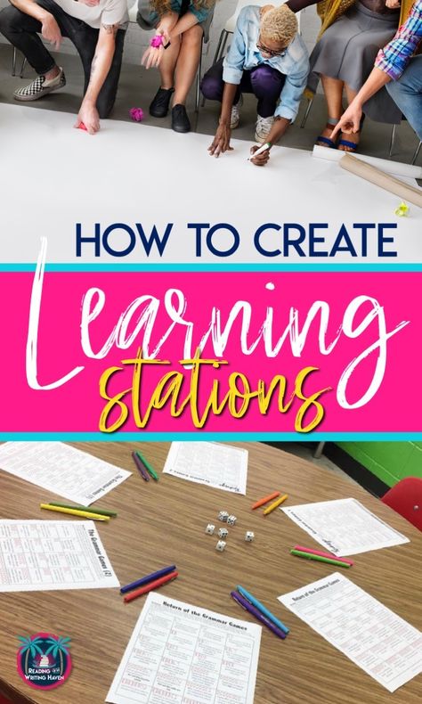 How to Create Learning Stations with Movement, Engagement, and Differentiation | Reading and Writing Haven Writing Stations Middle School, Learning Stations High School, Esl Stations Literacy Centers, Learning Stations Elementary, Ela Stations Middle School, Stations Classroom, Station Teaching, Reading Lab, Ela Stations