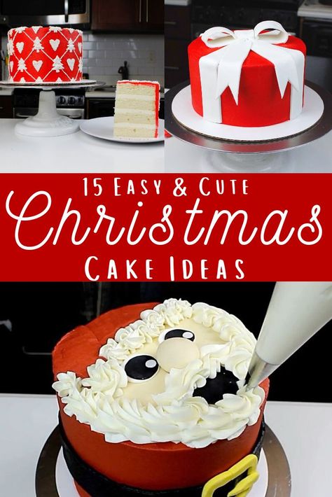 I'm sharing 15 awesome & easy Christmas cake decorations that will brighten your holiday celebrations! Get all the holiday baking inspo you need here #christmascakes #christmascakeideas #christmascakedecorations Christmas Cake Decorations Easy, Easy Christmas Cake, Holiday Cake Decorating, Christmas Cake Ideas, Christmas Birthday Cake, Grinch Cake, Reindeer Cakes, Winter Wonderland Cake, Santa Cake