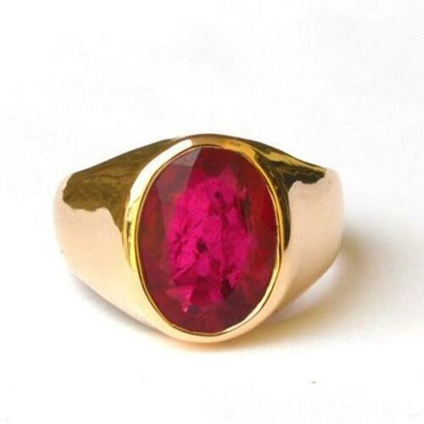 Hammered Gold Ring, Natural Ruby Ring, Chakra Racine, Hammered Silver Ring, Ringe Gold, Stylish Rings, India Jewelry, Ring For Men, Oval Stone