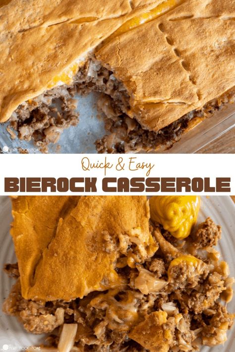 Bierocks Casserole Recipe, Bierocks Recipe Easy, Runzas Recipe, Hamburger Meat Recipes Easy, Bierocks Recipe, Crescent Roll Recipes Dinner, Crescent Roll Casserole, Beer Cheese Soups, Crescent Roll Recipes