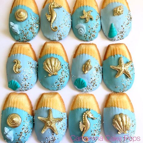 Under The Sea Cookies, Sea Cookies, Madeleine Cake, Madeline Cookies, Mimi Birthday, Elsa Birthday Party, Ocean Birthday Party, Mermaid Birthday Party Decorations, Mermaid Theme Birthday Party