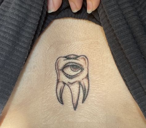 Small Eyeball Tattoo, Tooth Finger Tattoo, Simple But Cool Tattoos, Deviled Egg Tattoo, Creepy Eye Tattoo, Eyeball Flash Tattoo, Eyeball Tattoo Design, Eye Tattoo Creepy, Traditional Tooth Tattoo