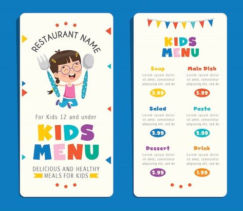 Poster Design Kids, Kids Meal, Restaurant Names, Vector Food, Menu Book, Food Content, Kids Menu, Food Poster Design, Breakfast Menu