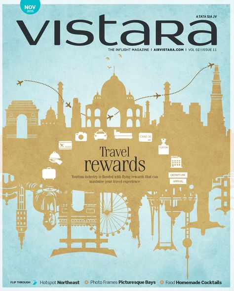 Vistara Inflight Magazine November 2016 Cover Page  https://maxposure.in/publication.php?mag=vistara  #Vistara #Inflight #Magazine #CoverPage #India Magazine Cover Page, Homemade Cocktails, Bay Photo, Singapore Airlines, Tourism Industry, Cover Page, Cover Pages, Magazine Cover, Flight