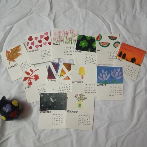 2023 Hand-painted Mini CALENDAR available (with customisation) Hand Drawn Calendar Ideas, Calander Diy Handmade, Diy Yearly Calendar, Diy Calander Making, Diy Calender Aesthetic, Hand Painted Calendar, Hand Drawn Calendar, Homemade Calendar Ideas, Watercolor Calendar Ideas