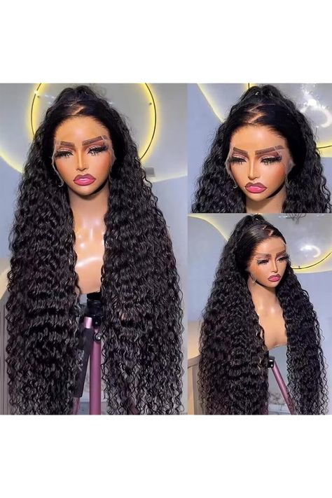 Tuneful 28 Inch Deep Wave Lace Front Wigs Human Hair 13x6 HD Deep Curly Lace Frontal Wigs Human Hair 220% Density Glueless Wigs Human Hair Pre Plucked with Baby Hair Natural Color Deep Wave Lace Front Wigs, Curly Wigs For Black Women, Curly Lace Frontal, Wig For Black Women, Lace Frontal Wigs, Natural Black Women, Braided Ponytail Hairstyles, Lace Front Wigs Human Hair, Deep Curly