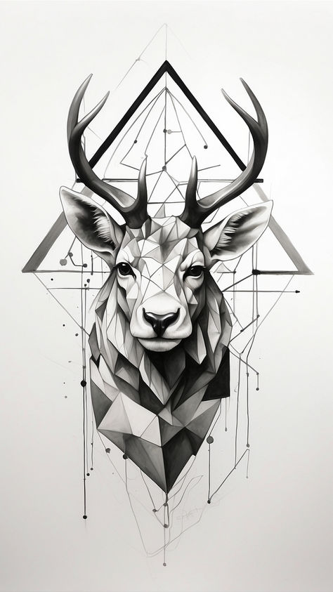 Discover the elegance of minimalistic art with our striking geometric stag tattoo sketch! 🌟🔺 Join our Telegram channel for an array of majestic designs, blending simplicity and grandeur. 📲🖋️ Subscribe now to access an exclusive gallery where the noble spirit of deer meets the precision of geometric beauty. Let your ink embody the grace of the wild. #GeometricStag #MinimalistTattoo #Tattoo #TattooIdeas Geometric Stag Tattoo, Stag Tattoo Design, Deer Tattoo Designs, Geometric Animal Tattoo, Stag Tattoo, Dragon Tattoo Ideas, Lion Head Tattoos, Deer Tattoo, Aries Tattoo