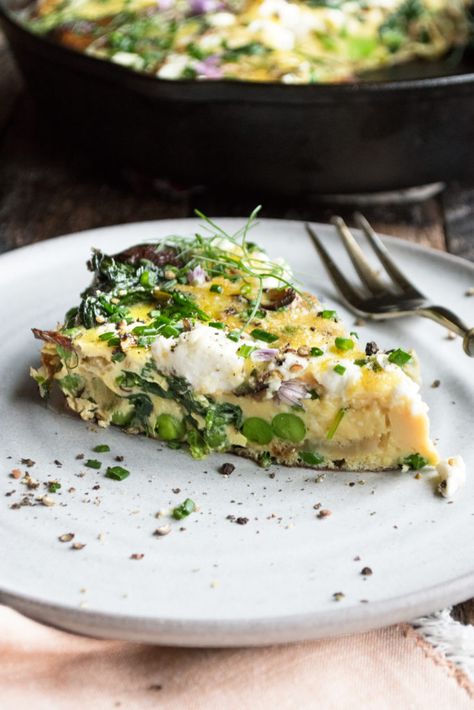 Garden Frittata, The Original Dish, Cheese Potatoes, Spring Vegetables, Weekend Breakfast, Spring Recipes, Goat Cheese, Brunch Recipes, Skillet