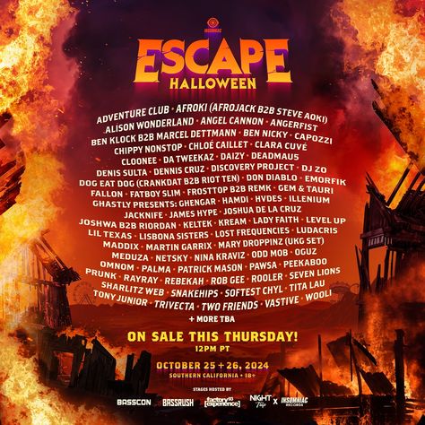 Escape Halloween tickets ALMOST SOLD OUT!🎃 Get yours before it’s all gone👻 ———————————— Get your tickets, link in bio📍 ———————————— #escapefromwonderland #nocturnalwonderland #escapehalloween #edc #beyondwonderland #insomniacevents #edclv #escape #edm #housemusic #halloween #insomniac #escapes #rave #raver #electricforest #dubstep #edmmusic #trap Halloween Tickets, Escape Halloween, Lost Frequencies, Beyond Wonderland, Halloween Adventure, Electric Forest, Edm Music, Steve Aoki, Martin Garrix