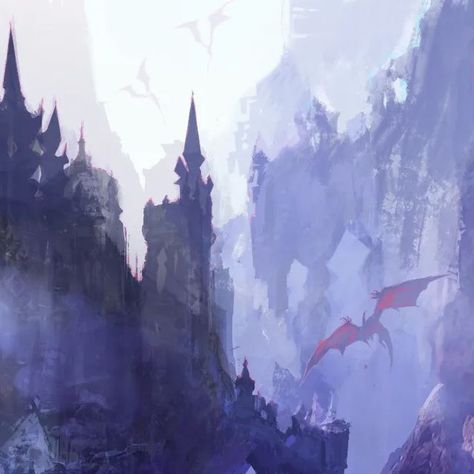 Mountain Castle Concept Art, Painting Illustration Art, Night Creatures, Digital Sketchbook, Castle Art, Mountain Peak, Creatures Of The Night, Art Station, To Say Goodbye