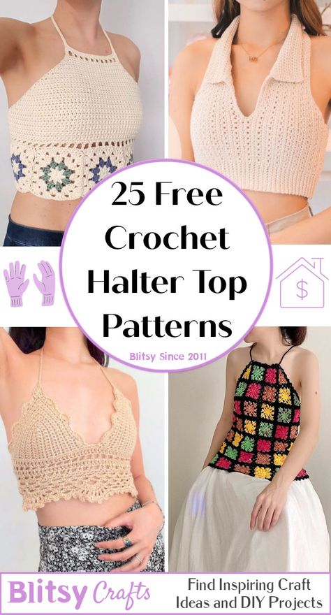 Halter Top Pattern Free, Crochet Halter Tops Free, Crochet Halter Top Pattern Free, Crochet Halter Top Pattern, Top Crop Tejido En Crochet, Halter Top Pattern, Crochet Halter Top, Crop Top Pattern, Crochet Crop Top Pattern