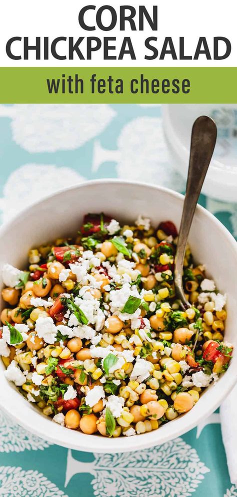 Chickpea Feta Salad, Corn Tomato Salad, Gluten Recipes, Parsley Salad, Grilled Corn Salad, Feta Cheese Salad, Seasonal Produce, Feta Salad, Healthy Side