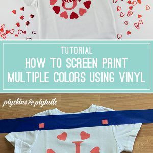 How to Screen Print Multiple Colors Using Vinyl Stencils | Pigskins & Pigtails Vinyl Screen Printing, Screen Print Multiple Colors, How To Screen Print Multiple Colors, Screen Printing Multiple Colors, Screen Printing Layers, Cricut Learning, Silk Screen Printing Diy, Screen Printing Tutorial, Vinyl Craft Projects