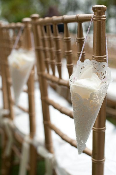 PRETTY doily cone for petal toss! Photography by bandgphotography.com Petal Toss, Confetti Cones, Paper Cones, Wedding Confetti, Ceremony Decorations, Grand Hotel, California Wedding, Rose Petals, Garden Wedding