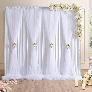 White Tulle Backdrop Curtains for Baby Shower Party Wedding Photo Drape Sheer Backdrop for Birthday Bridal Shower Photography Props 10 ft X 7 ft White Tulle Backdrop, Sheer Backdrop, Drape Backdrop, Bridal Shower Photography, Tulle Backdrop, Backdrop Curtains, Shower Photography, Birthday Photography, Sheer Drapes