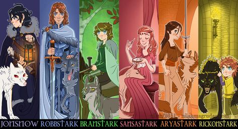 Stark Children, Stark Family, Asoiaf Art, Song Of Ice And Fire, House Stark, Gra O Tron, Games Of Thrones, Ice And Fire, Game Of Thrones Art