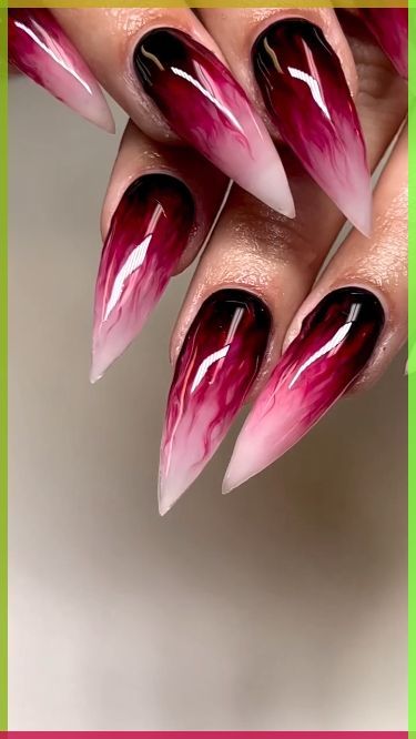 Spooky Goth Nails, Nails Blood Design, Succubus Nails, Spooky Valentines Nails, Corpse Nails, Stiletto Nail Art Fall, Alastor Nails, Blood Dripping Nails, Poison Nails