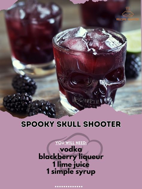 🎃👻 Get in the Halloween spirit with our Spooky Skull Shooter! A chillingly delicious drink that will thrill your taste buds. Spooky Skull Shooter Ingredients: - 1 oz vodka - 1 oz blackberry liqueur - 1/2 oz lime juice - 1/2 oz simple syrup - Ice cubes - Black food coloring - Skull-shaped shot glasses Instructions: 1. Fill a shaker with ice. 2. Add vodka, blackberry liqueur, lime juice, and simple syrup. 3. Shake well until chilled. 4. Add a few drops of black food coloring to the shot glas... Cozy Fall Recipes, Black Food Coloring, Black Food, Festive Drinks, Trending Recipes, The Shot, Halloween Spirit, Ice Cubes, Savoury Dishes