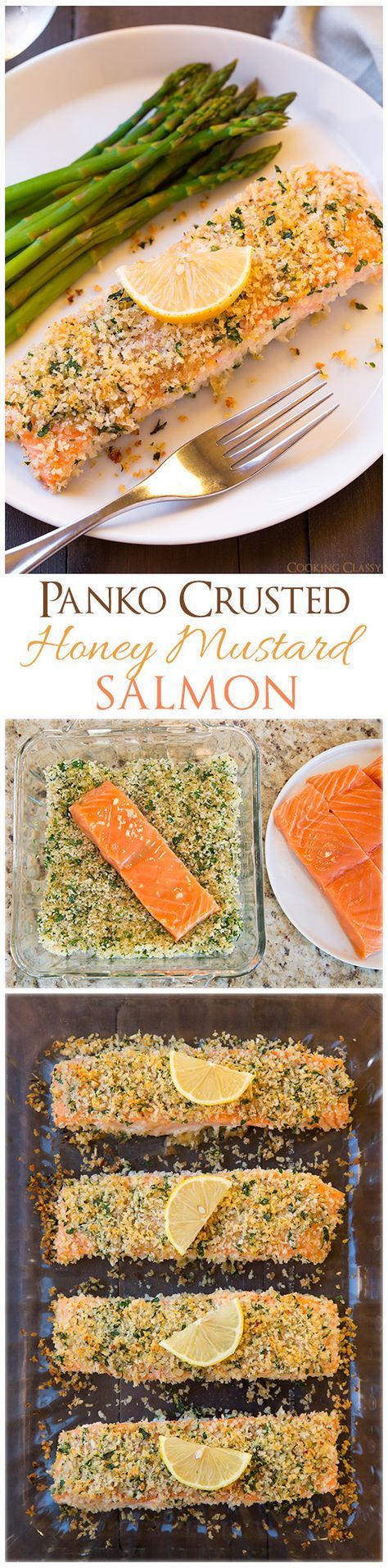 Panko Crusted Honey Mustard Salmon - one of the easiest salmon recipes you'll ever make and it's seriously delicious!! Honey Mustard Salmon, Mustard Salmon, Easy Salmon Recipes, Clam Chowder, Cooking Classy, Fish Dishes, Honey Mustard, Seafood Dishes, Salmon Recipes