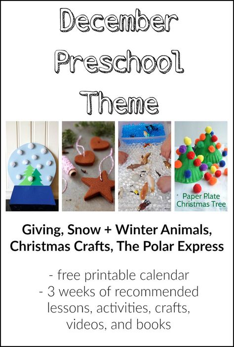 Our December preschool schedule - recommended lessons, activities, crafts, videos, and books. Also a free printable calendar for the month. December Crafts For Kids, December Preschool Themes, Crafts For Kids Printable, December Lesson Plans, December Preschool, Snacks For Adults, Winter Lesson Plan, December Lessons, Preschool Schedule