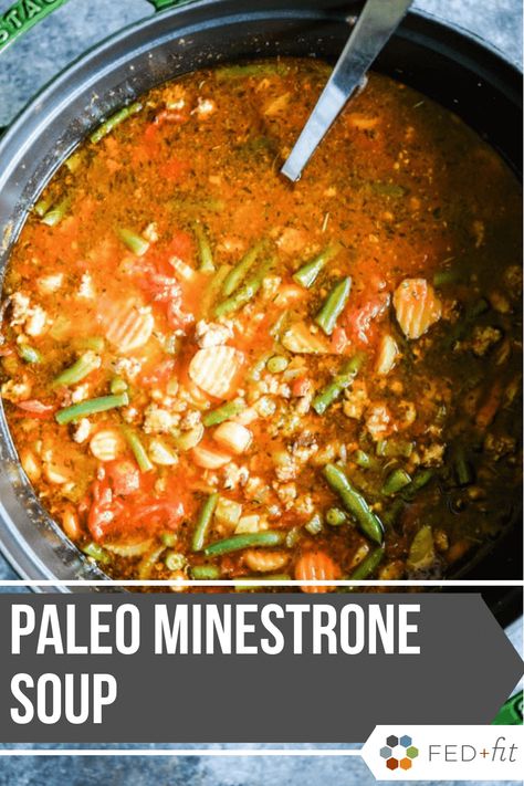 This easy, healthy minestrone soup recipe is loaded with tons of Italian sausage and veggies! If you are looking for a satisfying Whole30 soup, this is it. This gluten free minestrone also makes for a great Paleo soup you'll want to eat all winter long! #paleosoups #soup #glutenfree #easy Paleo Minestrone Soup, Gluten Free Minestrone, Italian Sausage And Veggies, Healthy Minestrone Soup, Healing Meals, Whole30 Soup, Gluten Free Veggies, Nutrition Challenge, Sausage And Veggies