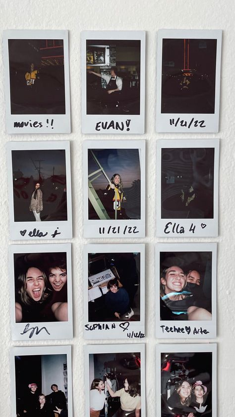 #polariod #coolpolariod #blackandwhite #friends #polariodwall #aesthetic #downtown #downtowngirlaesthetic Polaroid Pics, Aesthetic Downtown, Polaroid Wall, Apartment Goals, Album Photos, Polaroid Pictures, Vsco Filter, Memory Books, Room Inspo