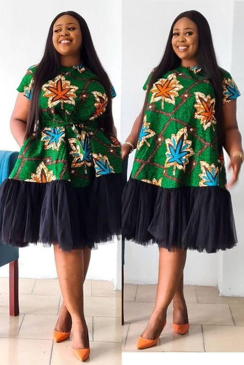 Two Yards Ankara Short Gown Styles, Ankara Dress Designs, Fancy Short Dresses, Classy Short Dresses, African Blouses, Short African Dresses, Best African Dresses, Ankara Gown, African Dresses Modern